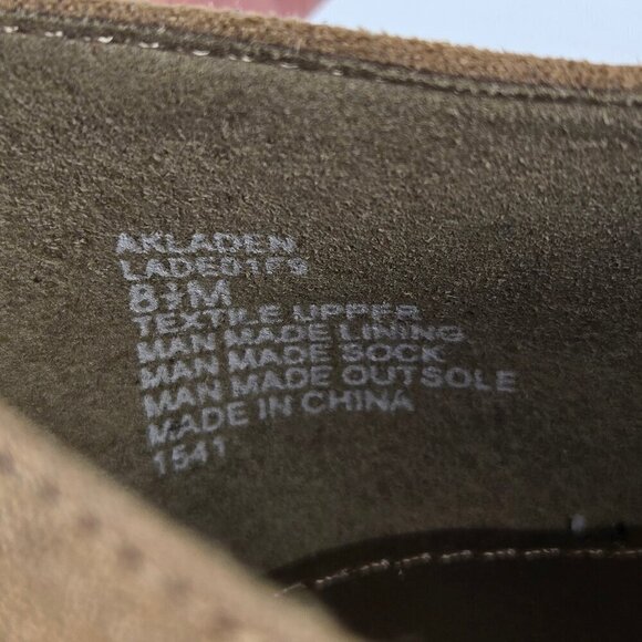 Anne Klein Laden I Flex Size 8.5M Tan Perforated Textile Lace Up Loafers NWOT - Picture 13 of 16